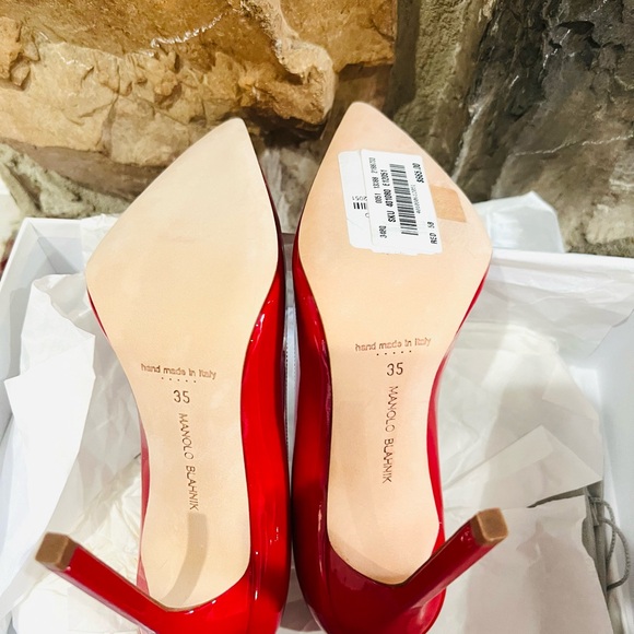 Manolo Blahnik, Patent red pumps in size 5,Stylish comfortable.Soft calf leather - Picture 6 of 8